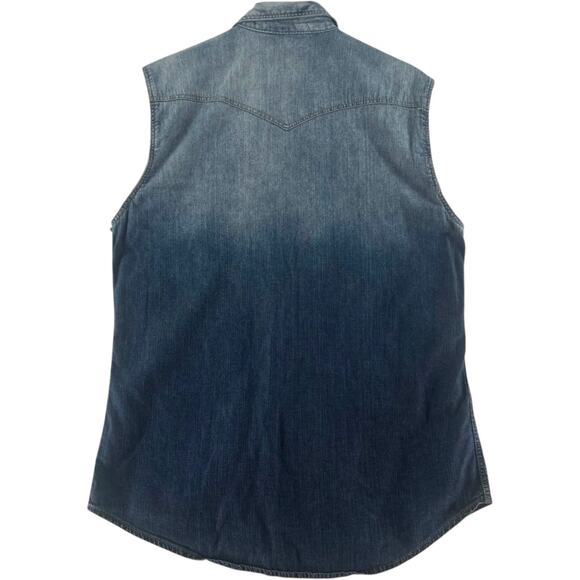 Vintage Y2K Winchester Denim Sleeveless Shirt Vest Mens M Western Snap Button - Picture 3 of 9